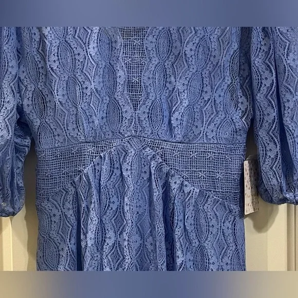 NWT Free People Blue Lace Bittersweet | Mock Neck 3/4 Dolman Sleeves Size 6 - Picture 9 of 14